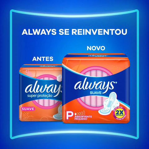 Absorvente Always Com Abas - Cobertura Suave - 16 Unidades - Tamanho P