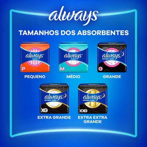 Absorvente Always Com Abas - Cobertura Suave - 16 Unidades - Tamanho P