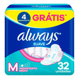 Absorvente Always  Com Abas - Cobertura Suave - 32 Unidades - Tamanho M
