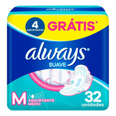Absorvente Always  Com Abas - Cobertura Suave - 32 Unidades - Tamanho M