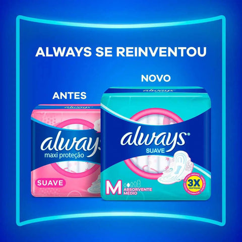 Absorvente Always Com Abas - Cobertura Suave - 32 Unidades - Tamanho M