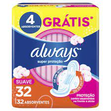 Absorvente Always  Com Abas - Cobertura Suave - 32 Unidades - Tamanho P