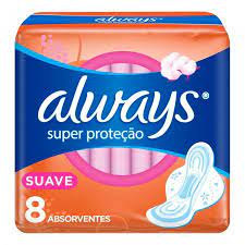 Absorvente Always  Com Abas - Cobertura Suave - 8 Unidades - Tamanho P