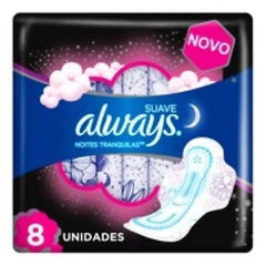 Absorvente Always Noites Tranquilas  Com Abas - Cobertura Suave - 8 Unidades - Tamanho G
