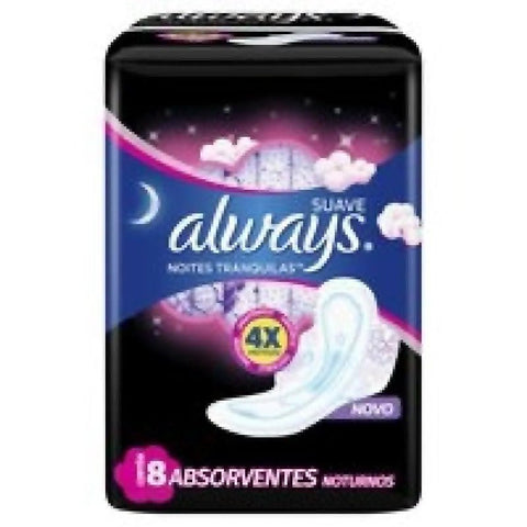 Absorvente Always Noites Tranquilas Com Abas - Cobertura Suave - 8 Unidades - Tamanho G