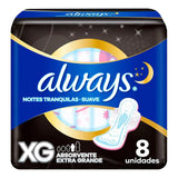 Absorvente Always Noites Tranquilas  Com Abas - Cobertura Suave - 8 Unidades - Tamanho XG