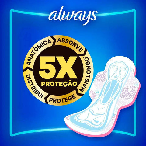 Absorvente Always Noites Tranquilas Com Abas - Cobertura Suave - 8 Unidades - Tamanho XG