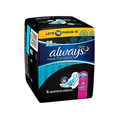 Absorvente Always Noturno  Com Abas - Cobertura Seca - 14 + 2 Unidades - Tamanho G