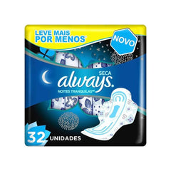 Absorvente Always Noturno  Com Abas - Cobertura Seca - 26 + 6 Unidades - Tamanho G