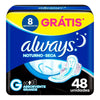 P&G Absorvente Always Noturno Com Abas - Cobertura Seca - 48 Unidades - Tamanho G