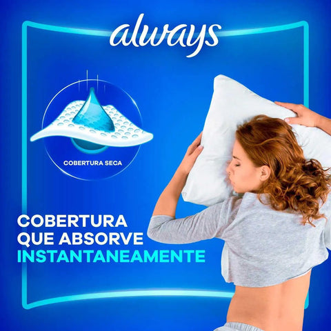 Absorvente Always Noturno Com Abas - Cobertura Seca - 48 Unidades - Tamanho G