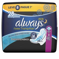 Absorvente Always Noturno  Com Abas - Cobertura Seca - 8 Unidades - Tamanho G