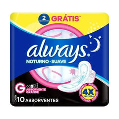 Absorvente Always Noturno  Com Abas - Cobertura Suave - 10 Unidades - Tamanho G