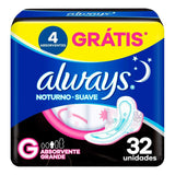 Absorvente Always Noturno  Com Abas - Cobertura Suave - 32 Unidades - Tamanho G