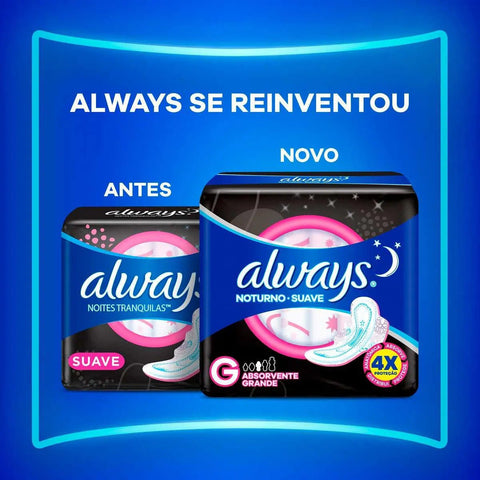 Absorvente Always Noturno Com Abas - Cobertura Suave - 48 Unidades - Tamanho G