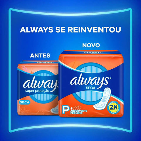 Absorvente Always Super Proteção Sem Abas - Cobertura Seca - 8 Unidades