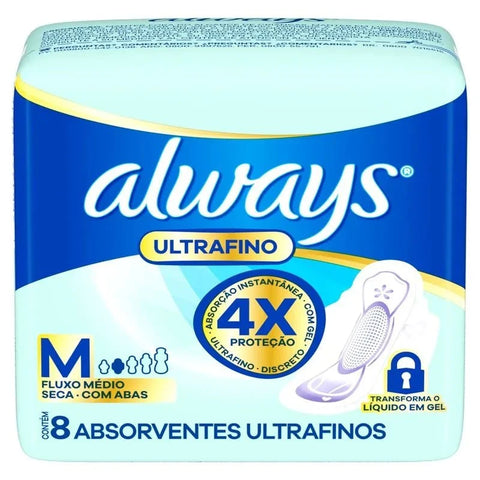 Absorvente Always Ultrafino - Cobertura Seca - 8 Unidades - Tamanho M