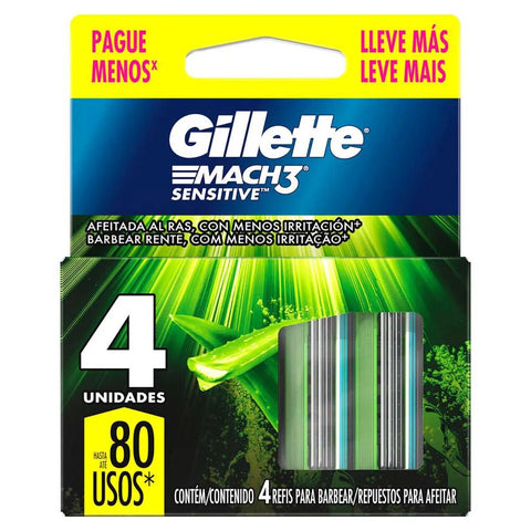 Carga Gillette Mach3 Sensitive - 3 + 1 Unidades