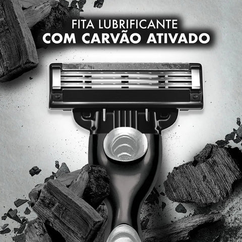 Carga Para Aparelho de Barbear Descartável Gillette Mach3 Carbono Carvão Ativado 8 Unidades