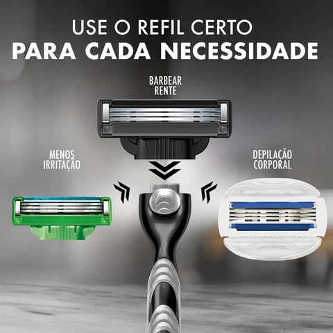 Carga Para Aparelho de Barbear Descartável Gillette Mach3 Carbono Carvão Ativado 8 Unidades