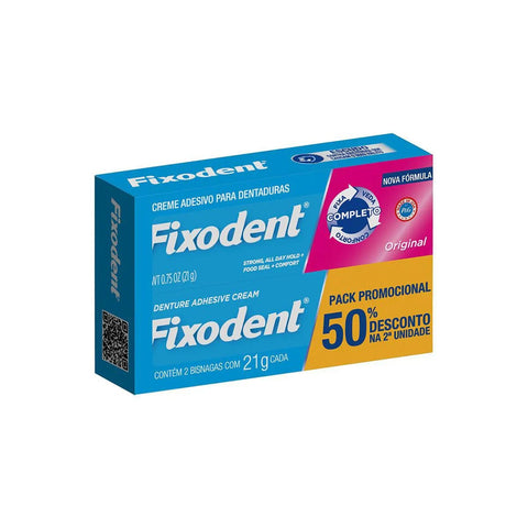 Creme Fixador de Dentaduras Fixodent Original 1 Unidade Com 21G + 50% de Desconto Na 2ª Unidade