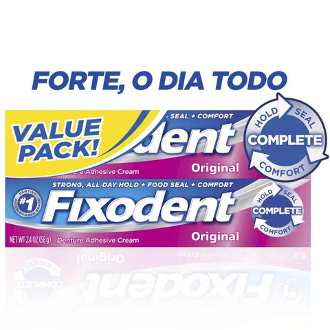 Creme Fixador de Dentaduras Fixodent Original 2 Unidades Com 68G Cada