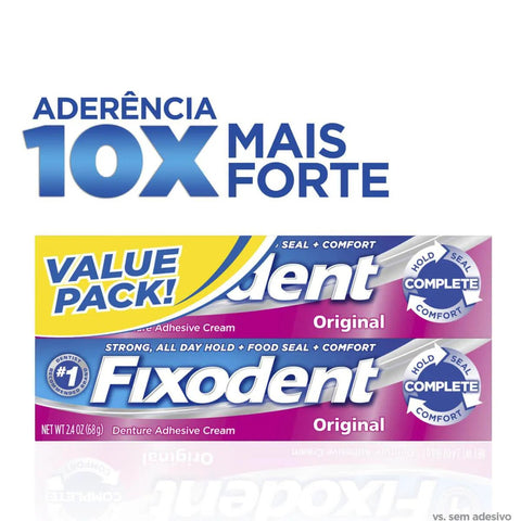 Creme Fixador de Dentaduras Fixodent Original 2 Unidades Com 68G Cada