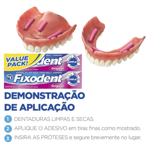 Creme Fixador de Dentaduras Fixodent Original 2 Unidades Com 68G Cada