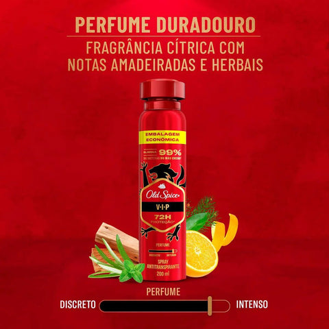 Desodorante Antitranspirante Spray Old Spice Vip Masculino 72h 200ml