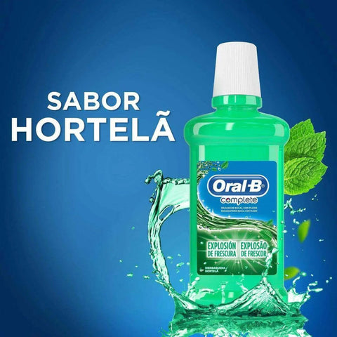 Enxaguante Antisséptico Bucal Oral-B Complete Explosão de Frescor Hortelã Sem Álcool Com 500ml