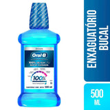 Enxaguante Bucal Oral-B 100% de Sua Boca Cuidada  Sem Álcool - Linha Menta Refrescante - 500 mL