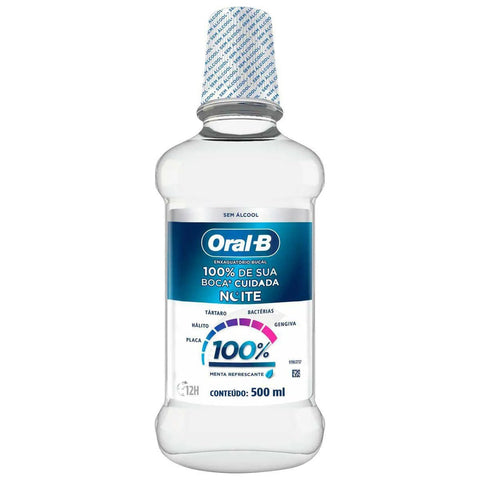 Enxaguante Bucal Oral-B Pro-Saúde Noite  Sem Álcool - Linha Menta Refrescante - 500 mL