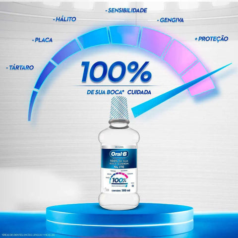 Enxaguante Bucal Oral-B Pro-Saúde Noite  Sem Álcool - Linha Menta Refrescante - 500 mL