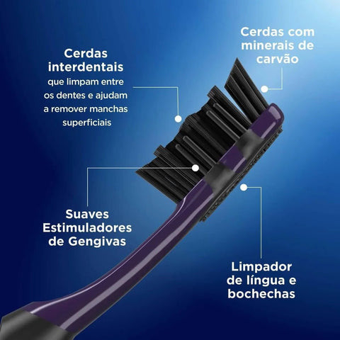 Escova de Dente Oral-B Advanced 5 Ações Com Carvão, Macia Com 2 Unidades