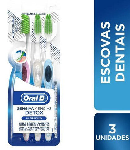 Escova de Dente Oral-B Detox Ultrafino Extra Macia, 3 Unidades