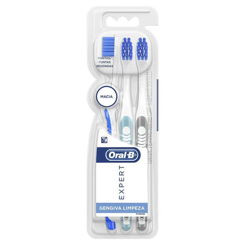 Escova de Dente Oral-B Expert Suave, Limpeza de Gengiva Com 3 Unidades