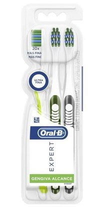 Escova de Dente Oral-B Expert Suave, Ultrafina, Gengiva Alcance Com 3 Unidades