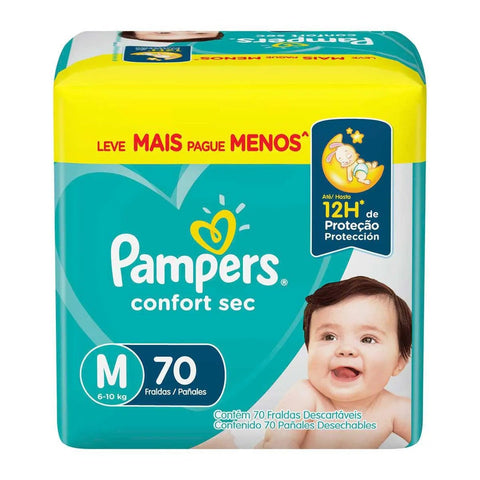 Fralda Pampers Confort Sec Tamanho M - 70 Unidades