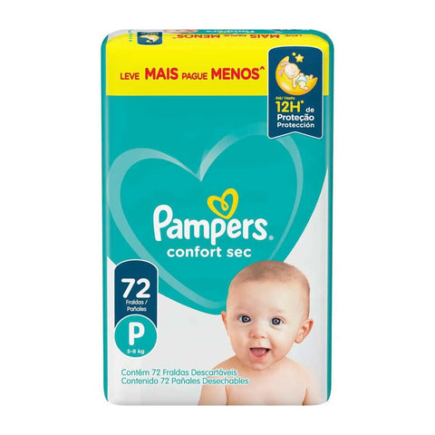 Fralda Pampers Confort Sec Tamanho P - 72 Unidades