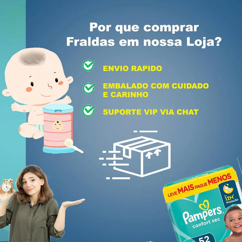 Fralda Pampers Confort Sec Tamanho XXG - 52 Unidades