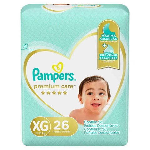 Fralda Pampers Premium Care Tamanho XG - 26 Unidades
