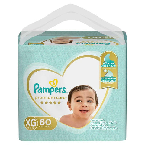 Fralda Pampers Premium Care Tamanho XG - 60 Unidades
