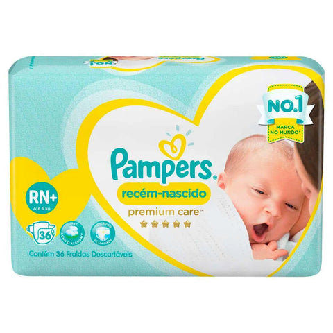 Fralda Pampers Recém Nascido Tamanho RN+ - 36 Unidades