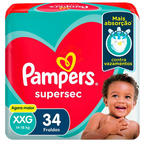 Fralda Pampers Supersec Tamanho XXG - 34 Unidades