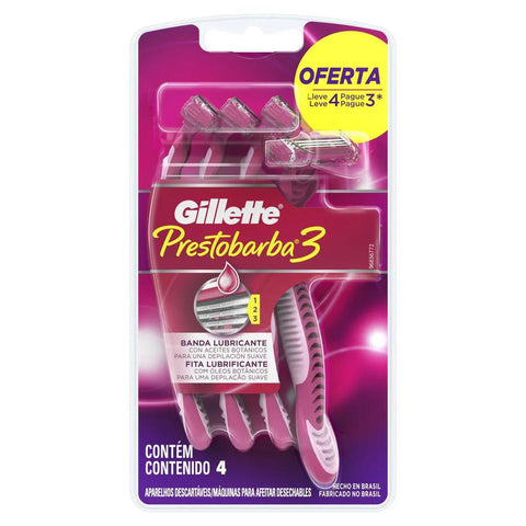 Gillette Prestobarba 3 Feminino Ultragrip - 4 Unidades