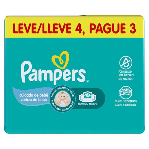 Kit Lenço Umedecido Pampers Cuidado de Bebê 48 Unidades 4 Pacotes