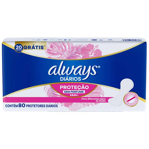 Protetor Diário Always Sem Perfume 80 Unidades