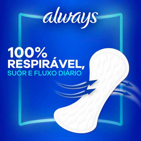 Protetor Diário Always Sem Perfume Respirável Com 80 Unidades