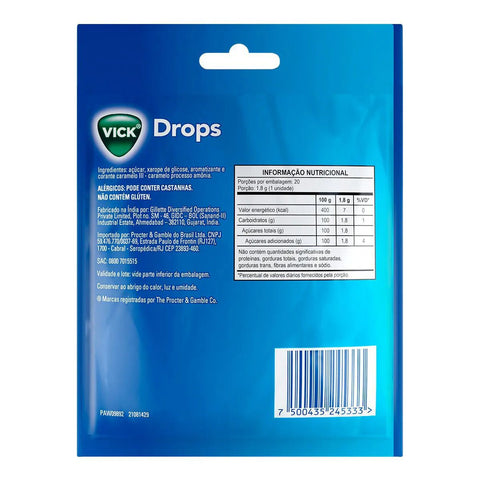 Vick Drops  Sabor Gengibre - Pastilha - 20 Unidades
