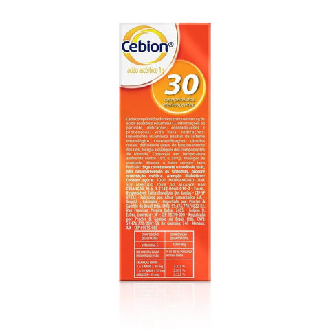 Vitamina C Cebion 1g - 30 Unidades - Efervescente